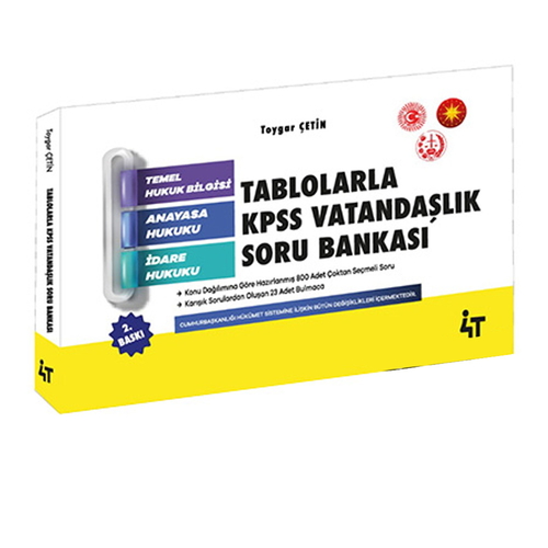 KPSS Tablolarla Vatandaşlık Soru Bankası Toygar Çetin 4T Yayınları