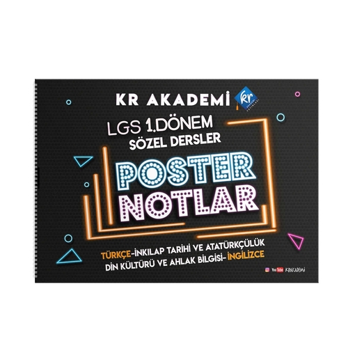 LGS 1. Dönem 2024 Sözel Bölüm Poster Notlar KR Akademi Yayınları
