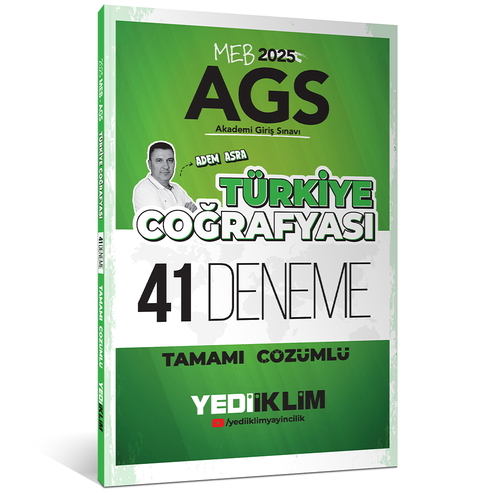 MEB AGS Türkiye Coğrafyası Tamamı Çözümlü 41 Deneme Yediiklim Yayınları 2025