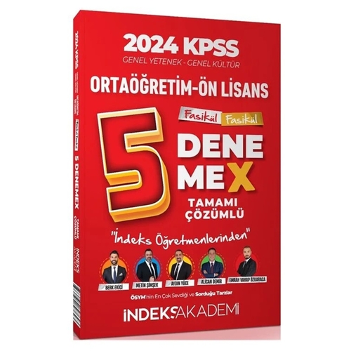 KPSS Lise Ortaöğretim Ön Lisans 5 DenemeX İndeks Akademi Yayınları 2024