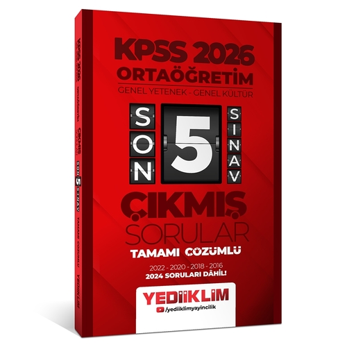 Ortaöğretim Genel Yetenek Genel Kültür Son 5 Sınav Çıkmış Sorular Yediiklim Yayınları 2026