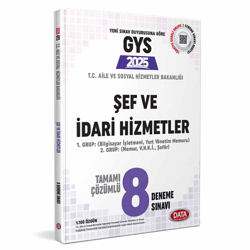 T.C. Aile ve Sosyal Hizmetler Bakanlığı GYS Şef ve İdari Hizmetler 8 Deneme Sınavı Data Yayınları 2025