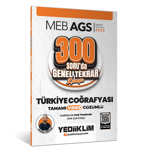 MEB AGS Türkiye Coğrafyası 300 Soruda Tamamı Video Çözümlü Genel Tekrar Kampı Yediiklim Yayınları 2025