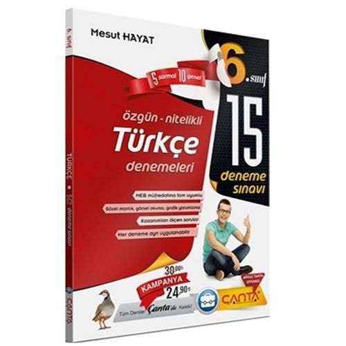 6. Sınıf Türkçe 15 Deneme Sınavı Çanta Yayınları