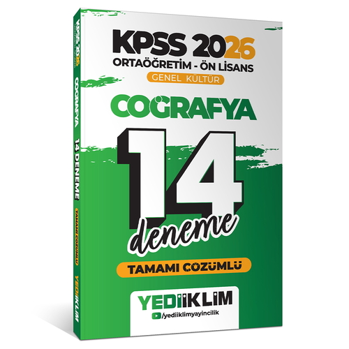 KPSS Ortaöğretim Ön Lisans Genel Kültür Coğrafya 14 Deneme Yediiklim Yayınları 2026