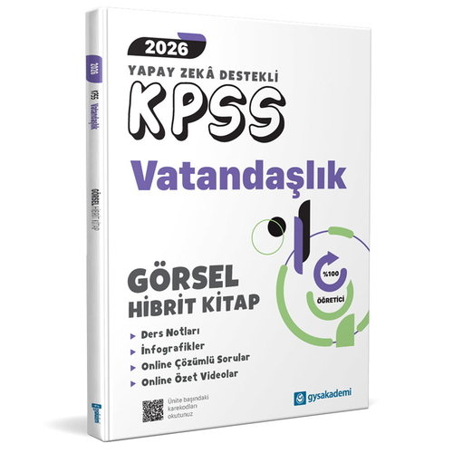 KPSS Yapay Zeka Destekli Vatandaşlık Görsel Hibrit Kitap gysakademi Yayınları 2026