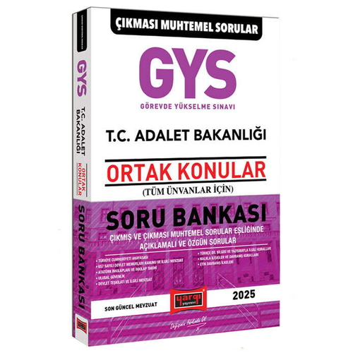 Adalet Bakanlığı GYS Tüm Unvanlar İçin Ortak Konular Soru Bankası Yargı Yayınları 2025