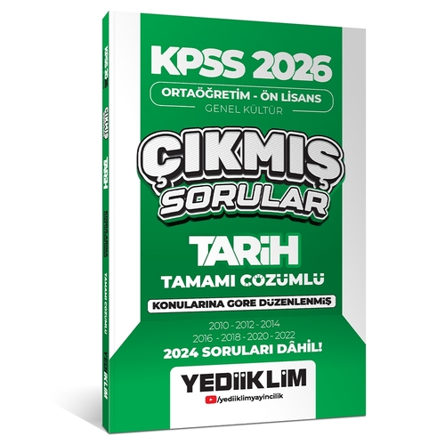 KPSS Ortaöğretim Önlisans Tarih Konularına Göre Çıkmış Sorular Yediiklim Yayınları 2026