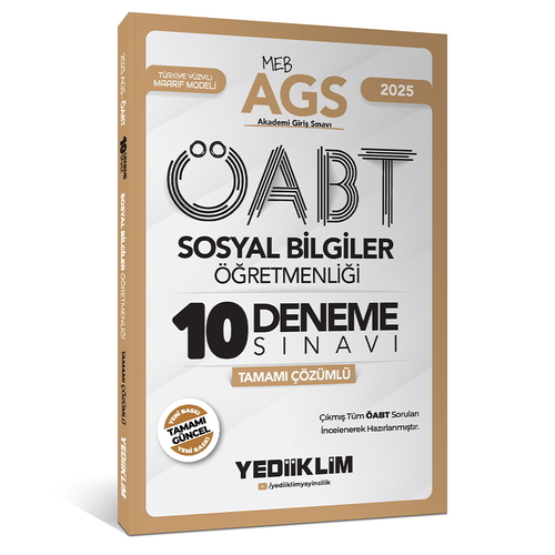 MEB AGS ÖABT Sosyal Bilgiler Öğretmenliği 10 Deneme Sınavı Yediiklim Yayınları 2025