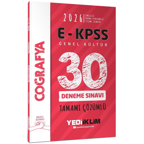 EKPSS Tüm Adaylar İçin Genel Kültür Coğrafya 30 Deneme Sınavı Yediiklim Yayınları 2026