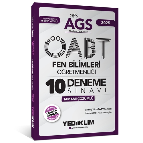 MEB AGS ÖABT Fen Bilimleri Öğretmenliği 10 Deneme Sınavı Yediiklim Yayınları 2025
