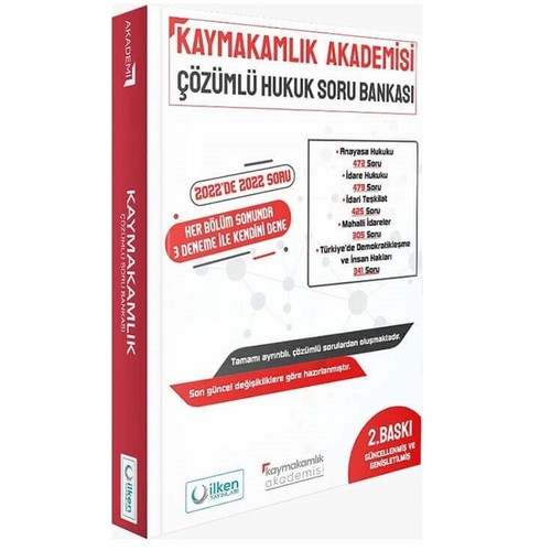 Kaymakamlık Akademisi Çözümlü Hukuk Soru Bankası İlken Yayınları 2022