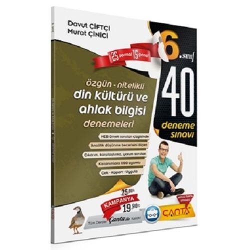 6. Sınıf Din Kültürü ve Ahlak Bilgisi 40 Deneme Sınavı Çanta Yayınları