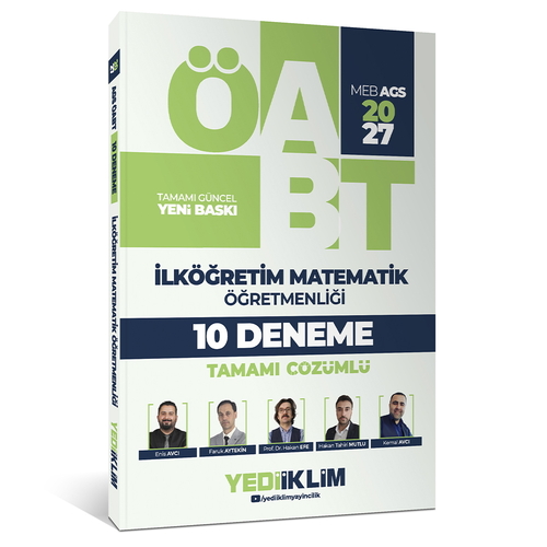 MEB AGS ÖABT  İlköğretim Matematik Öğretmenliği Tamamı Çözümlü 10 Deneme Yediiklim Yayınları 2027