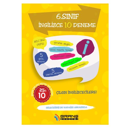 6. Sınıf İngilizce 10 Deneme Branş Akademi Yayınları 2019