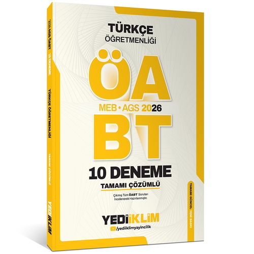 MEB AGS ÖABT Türkçe Öğretmenliği Tamamı Çözümlü 10 Deneme Yediiklim Yayınları 2026