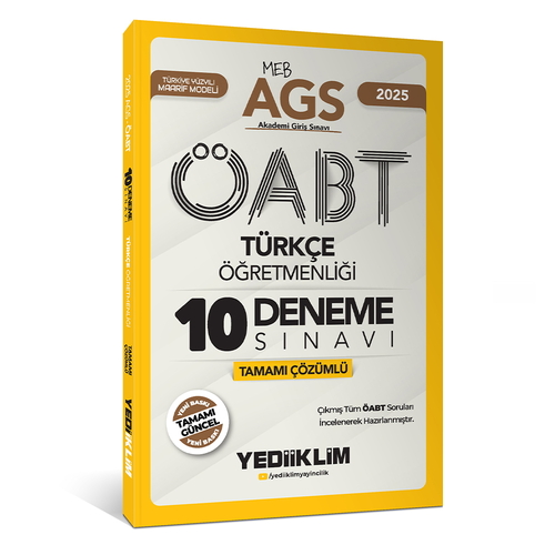 MEB AGS ÖABT Türkçe Öğretmenliği Tamamı Çözümlü 10 Deneme Yediiklim Yayınları 2025