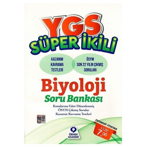 YGS Biyoloji Süper İkili Soru Bankası Örnek Akademi Yayınları