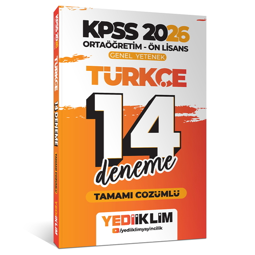KPSS Ortaöğretim Ön Lisans Genel Yetenek Türkçe 14 Deneme Yediiklim Yayınları 2026