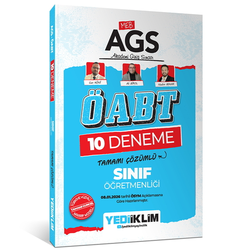 MEB AGS ÖABT Sınıf Öğretmenliği Tamamı Çözümlü 10 Deneme Yediiklim Yayınları 2026