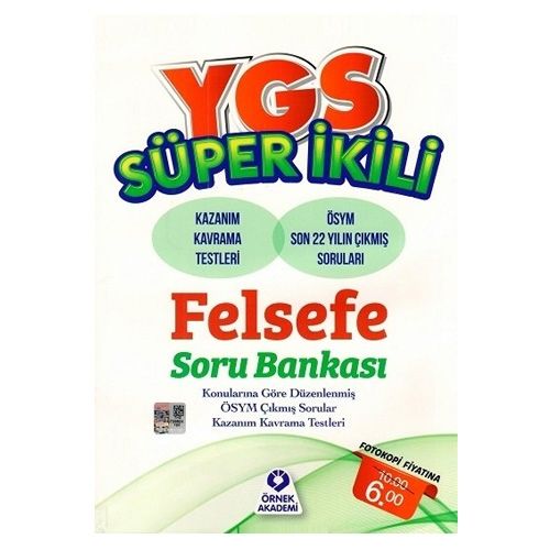 YGS Felsefe Süper İkili Soru Bankası Örnek Akademi Yayınları