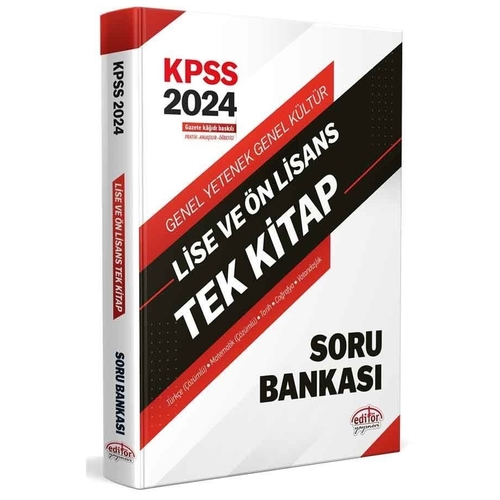 KPSS Lise ve Önlisans Tek Kitap Soru Bankası Editör Yayınları 2024