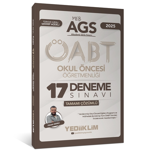 MEB AGS ÖABT Okul Öncesi Öğretmenliği Tamamı Çözümlü 17 Deneme Sınavı Yediiklim Yayınları 2025
