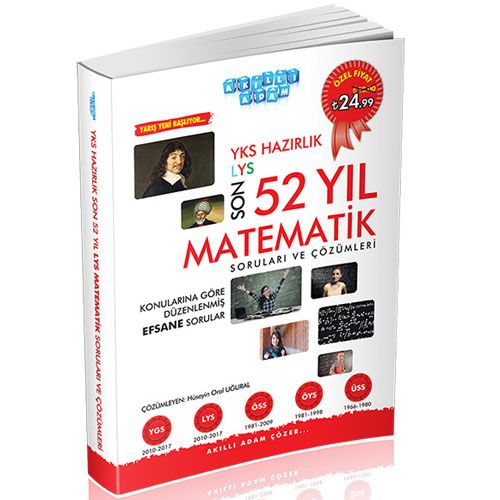 YKS Hazırlık Son 53 Yıl Matematik Soruları ve Çözümleri - Akıllı Adam Yayınları