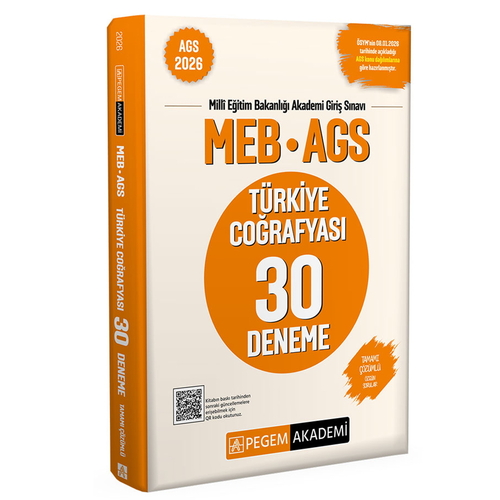 MEB AGS Türkiye Coğrafyası 30 Deneme Tamamı Çözümlü Pegem Akademi Yayınları 2026