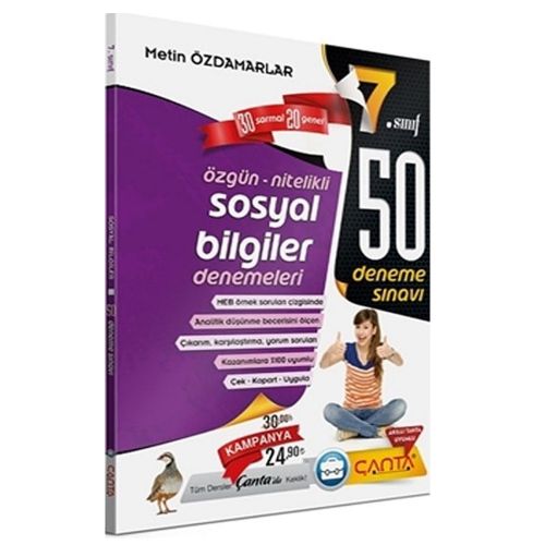 7. Sınıf Sosyal Bilgiler 50 Deneme Sınavı Çanta Yayınları