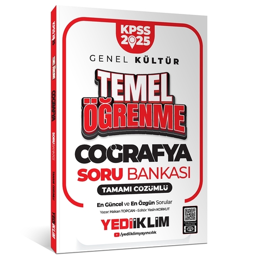 KPSS Genel Kültür Temel Öğrenme Coğrafya Soru Bankası Yediiklim Yayınları 2025