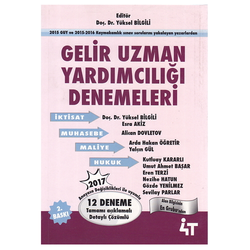 Gelir Uzman Yardımcılığı Tamamı Açıklamalı Detaylı Çözümlü 12 Deneme 4T Yayınları