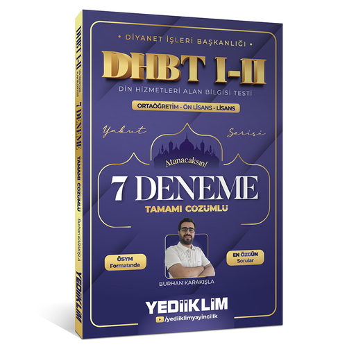 DHBT I-II Ortaöğretim Önlisans Lisans Tamamı Çözümlü 7 Deneme Yediiklim Yayınları 2026