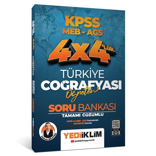 KPSS MEB AGS 4x4 Öğreten Türkiye Coğrafyası Soru Bankası Yediiklim Yayınları 2025