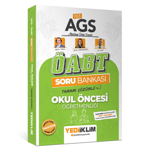 MEB AGS ÖABT Okul Öncesi Öğretmenliği Tamamı Çözümlü Soru Bankası Yediiklim Yayınları 2026