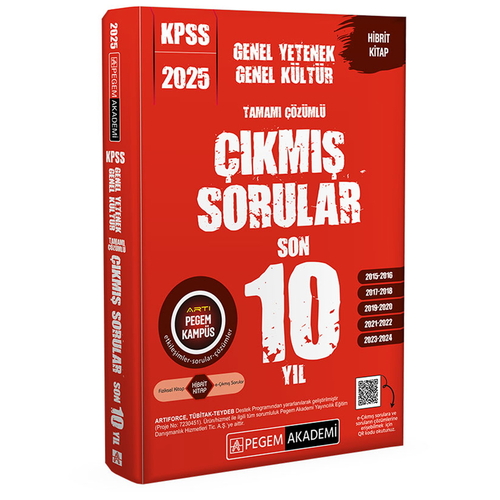 KPSS Genel Yetenek Genel Kültür Tamamı Çözümlü Çıkmış Sorular Son 10 Yıl Pegem Akademi Yayınları 2025