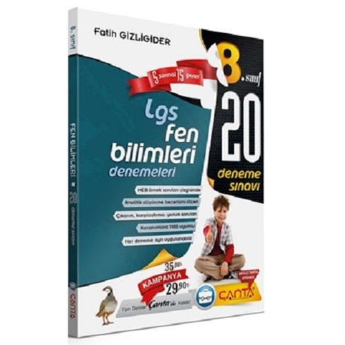 8. Sınıf Fen Bilimleri LGS 20 Deneme Sınavı Çanta Yayınları