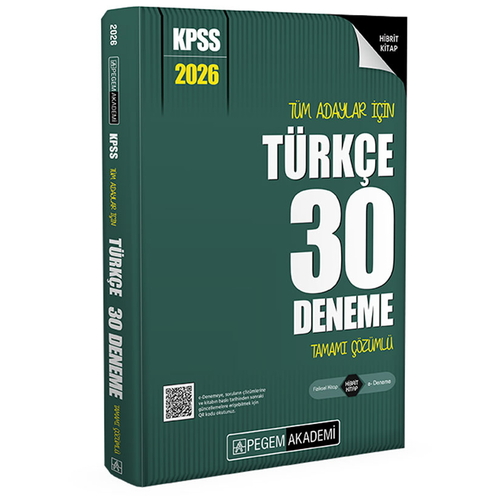 KPSS Tüm Adaylar İçin Türkçe 30 Deneme Tamamı Çözümlü Pegem Akademi Yayınları 2026