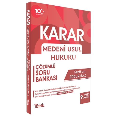 KARAR Medeni Usul Hukuku Soru Bankası Temsil Kitap Yayınları 2024