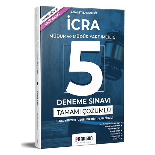 İcra Müdür ve Müdür Yardımcılığı Tamamı Çözümlü 5 Deneme Paragon Yayınları 2020