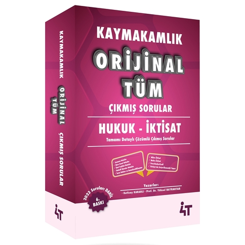 Kaymakamlık Orijinal Tüm Çıkmış Sorular Hukuk İktisat 4T Yayınları 2024