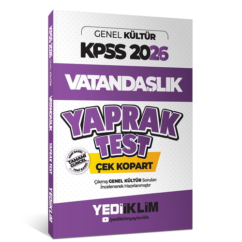 KPSS Genel Kültür Vatandaşlık Çek Kopart Yaprak Test Yediiklim Yayınları 2026
