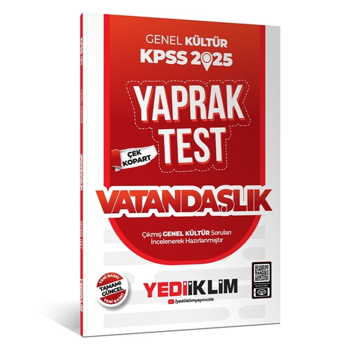 KPSS Genel Kültür Vatandaşlık Çek Kopart Yaprak Test Yediiklim Yayınları 2025
