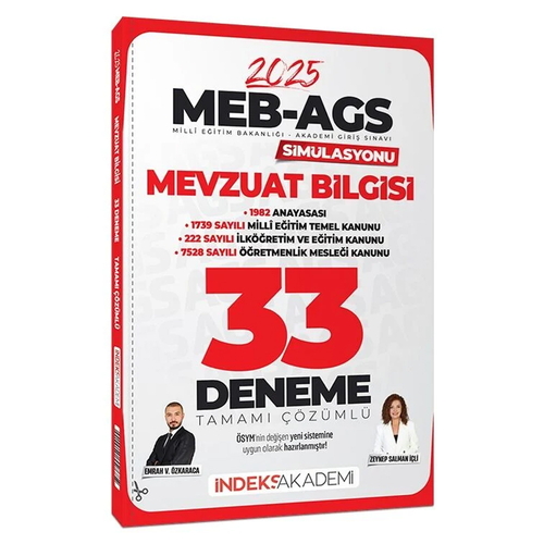 MEB AGS Simülasyonu Mevzuat Bilgisi 33 Deneme Çözümlü İndeks Akademi Yayınları 2025