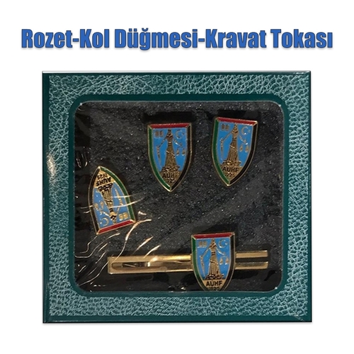 Rozet, Kol Düğmesi Kravat Tokası Seti - Ankara Üniversitesi Hukuk Fakültesi Baskılı