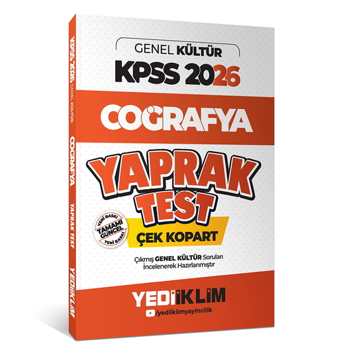 KPSS Genel Kültür Coğrafya Çek Kopart Yaprak Test Yediiklim Yayınları 2026