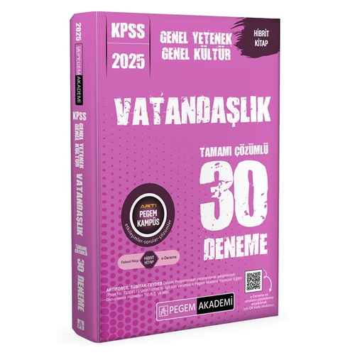 KPSS Genel Kültür Genel Yetenek Vatandaşlık 30 Deneme Pegem Akademi Yayınları 2025