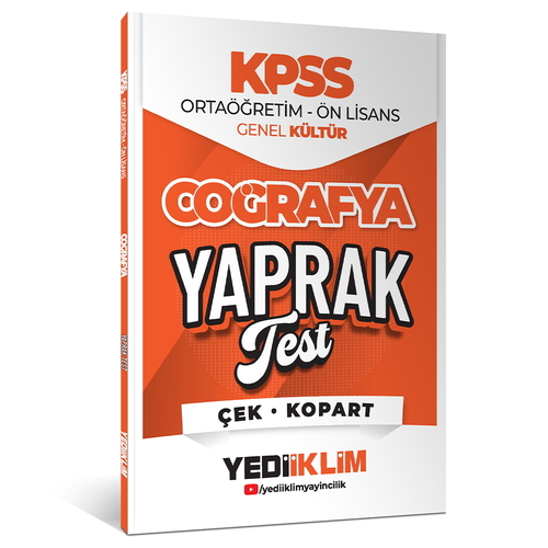 KPSS Ortaöğretim Ön Lisans Genel Kültür Coğrafya Çek Kopart Yaprak Test Yediiklim Yayınları 2026