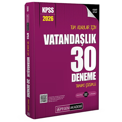 KPSS Tüm Adaylar İçin Vatandaşlık 30 Deneme Tamamı Çözümlü Pegem Akademi Yayınları 2026