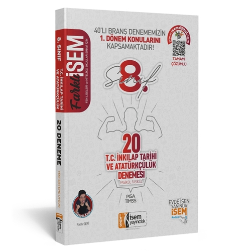 LGS Farklı İsem 8. Sınıf 1. Dönem T.C. İnkılap Tarihi 20 Branş Deneme İsem Yayınları